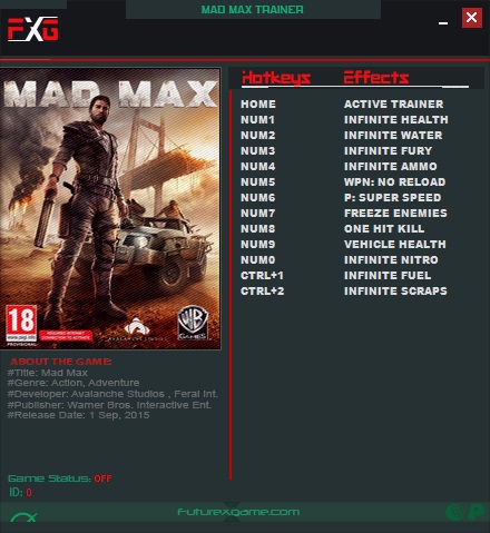 Mad Max v1.0.3.0 (64Bits) Trainer +12